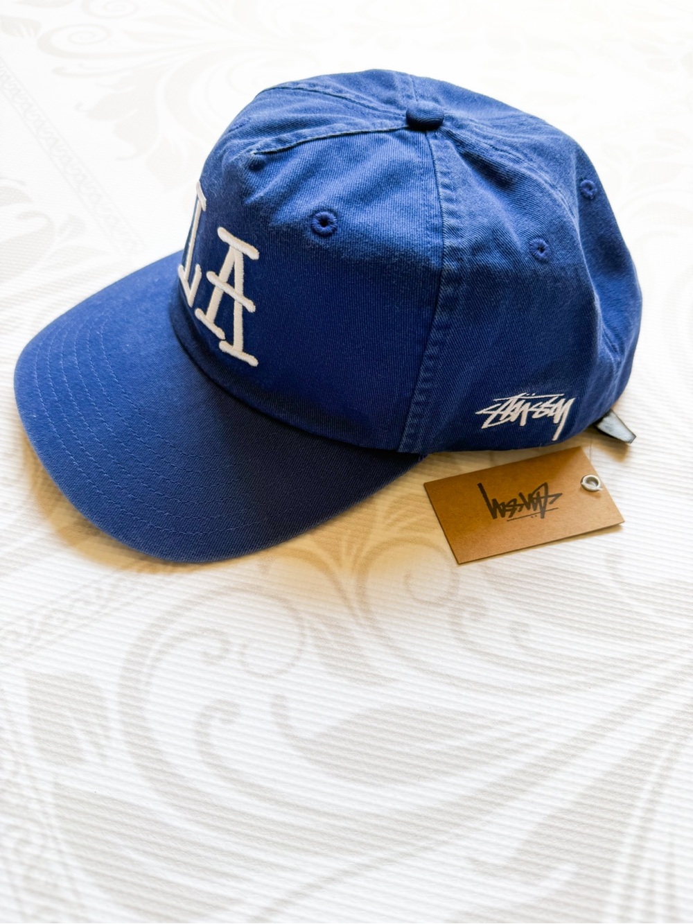 Stussy Royal Blue Baseball Cap with White LA Embroidery